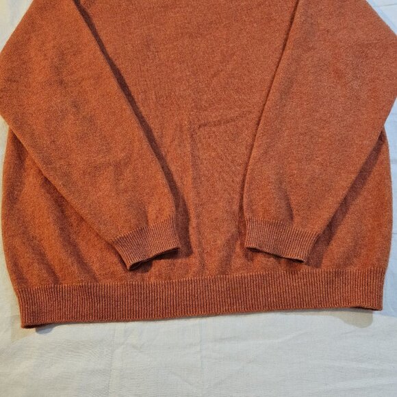 Men’s Crewneck Cashmere Sweater Pumpkin Spice Orange Size M - Picture 3 of 5